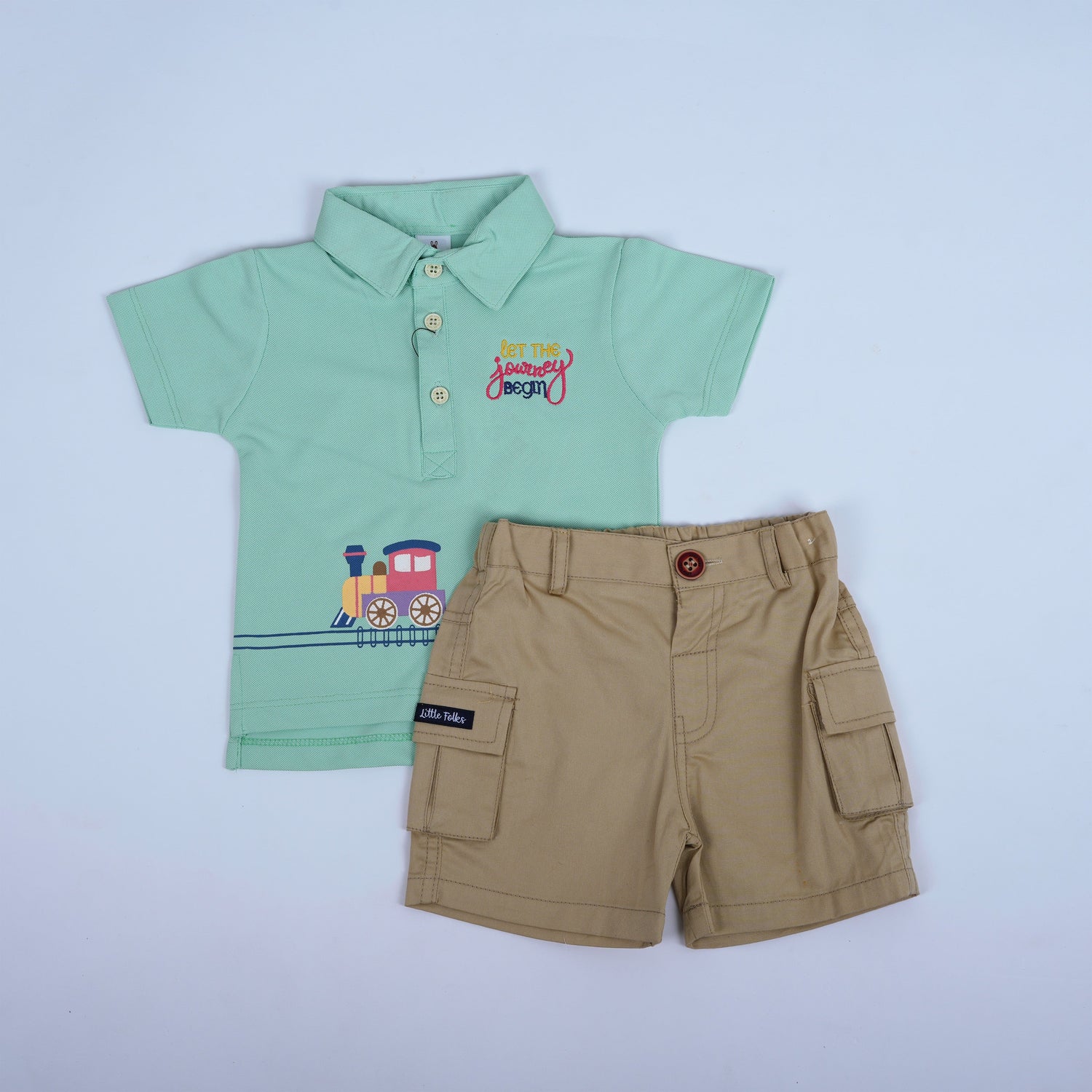 Trendy Polo T-Shirt & Cargo Shorts - Adventure Ready