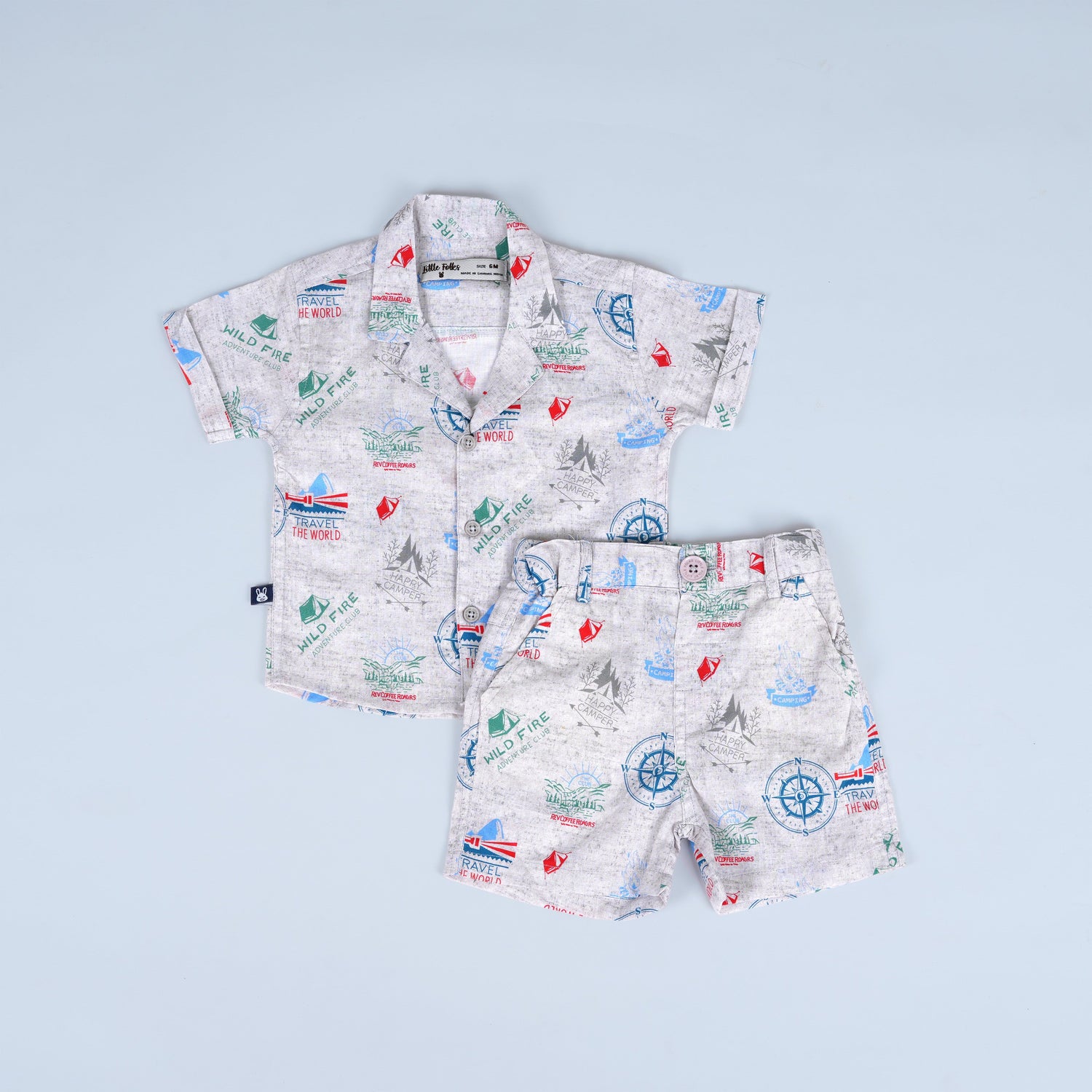 Explore the World: Travel Print Shirt & Shorts for Boys