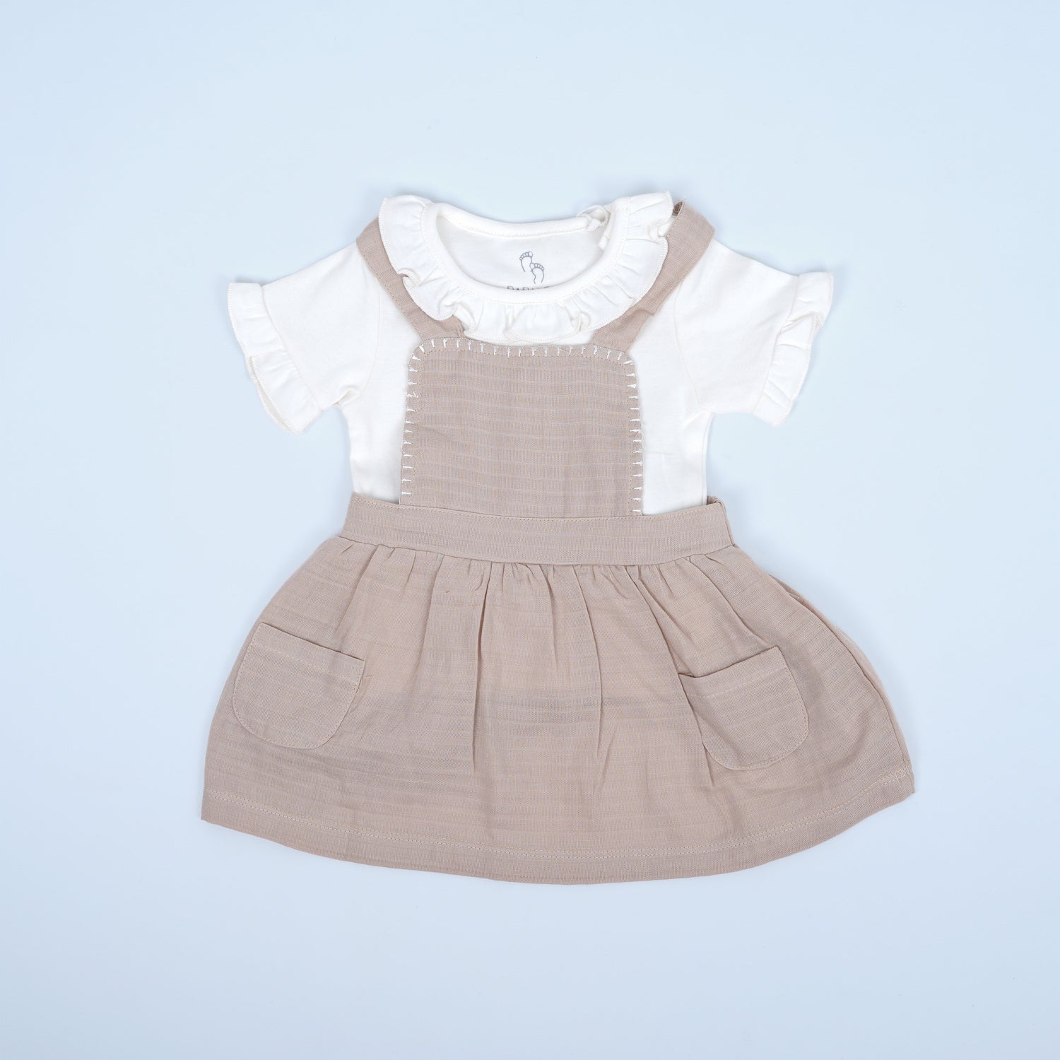 Classic Beige Dungaree Dress for Girls