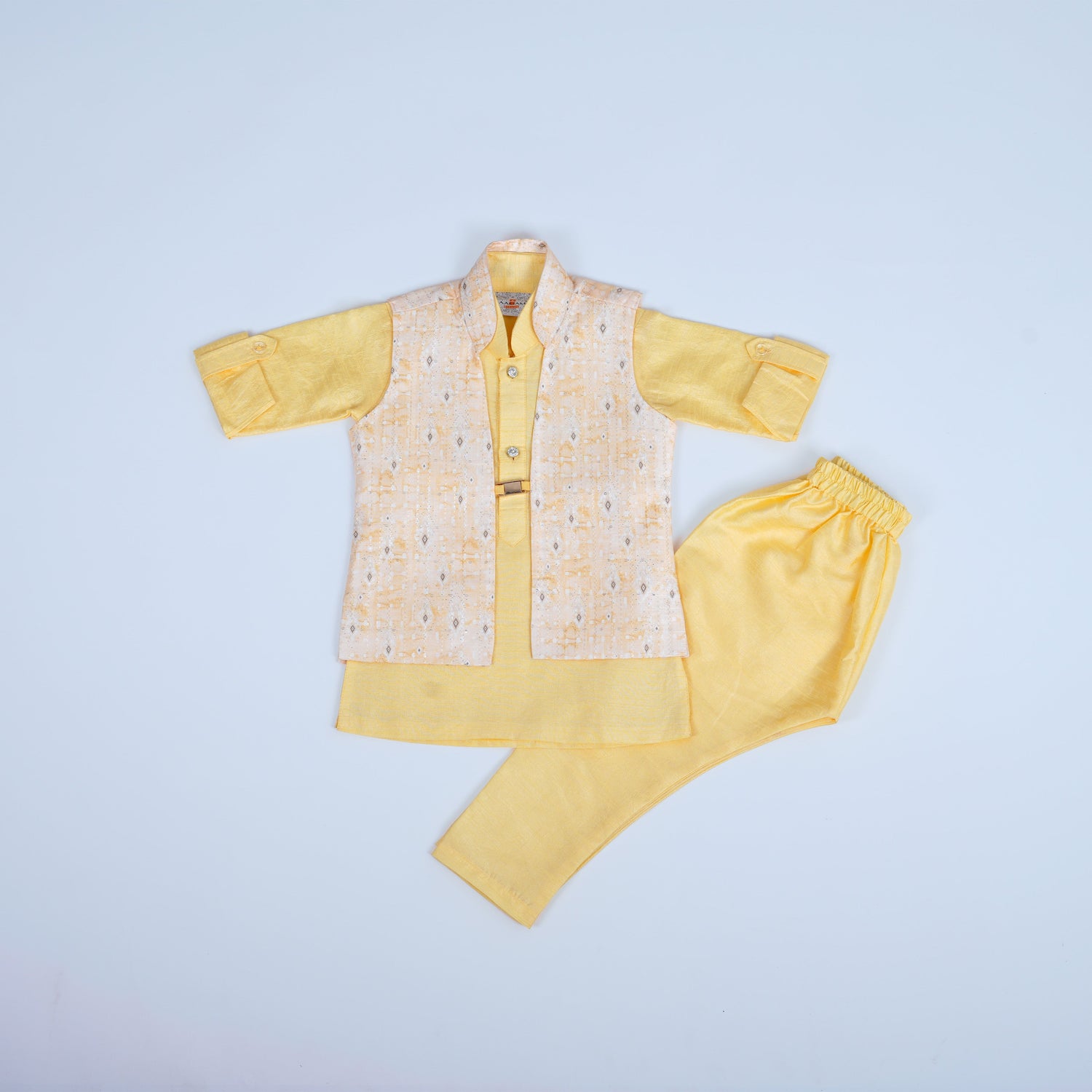 Sunny Style: Yellow Kurta with Embroidered Vest