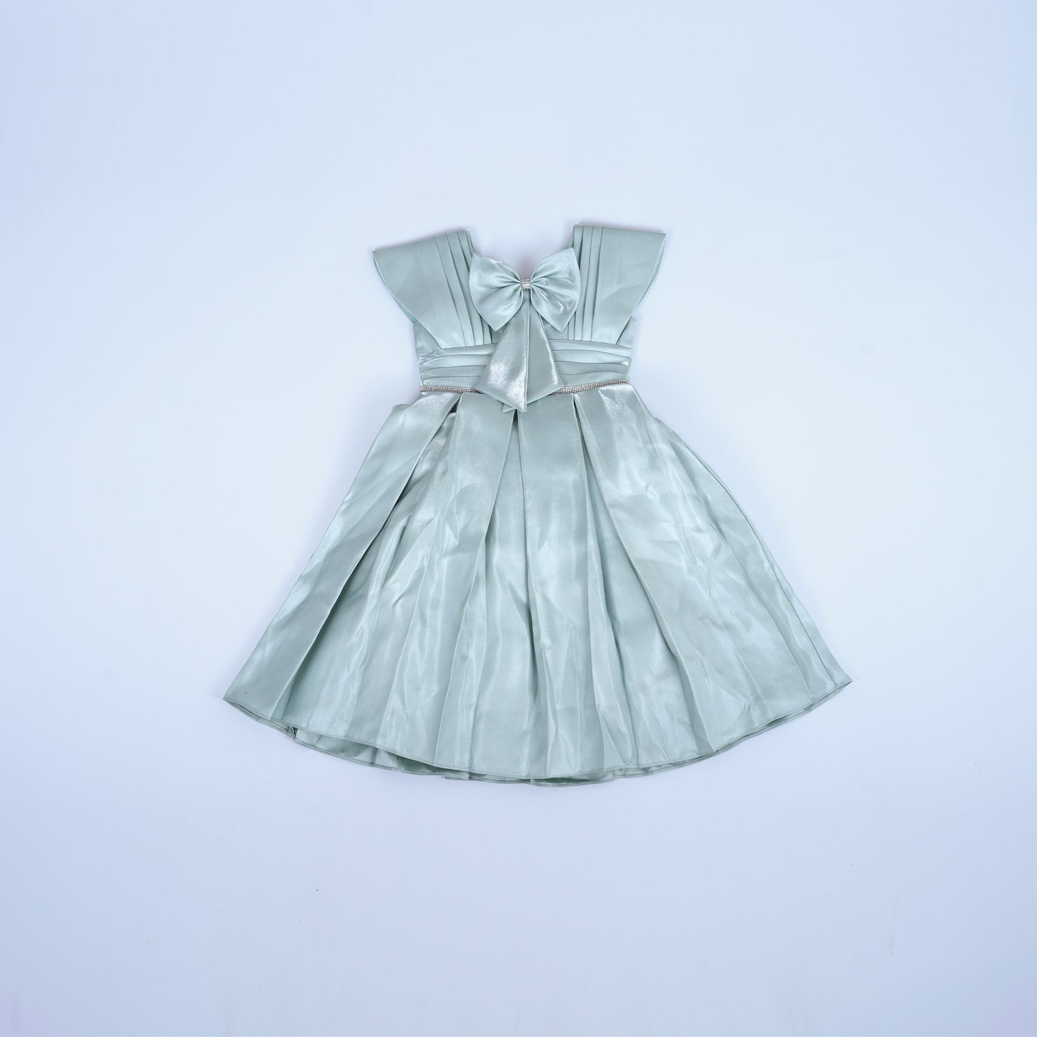 Satin Elegance: Mint Bow-Back Dress for Special Occasions