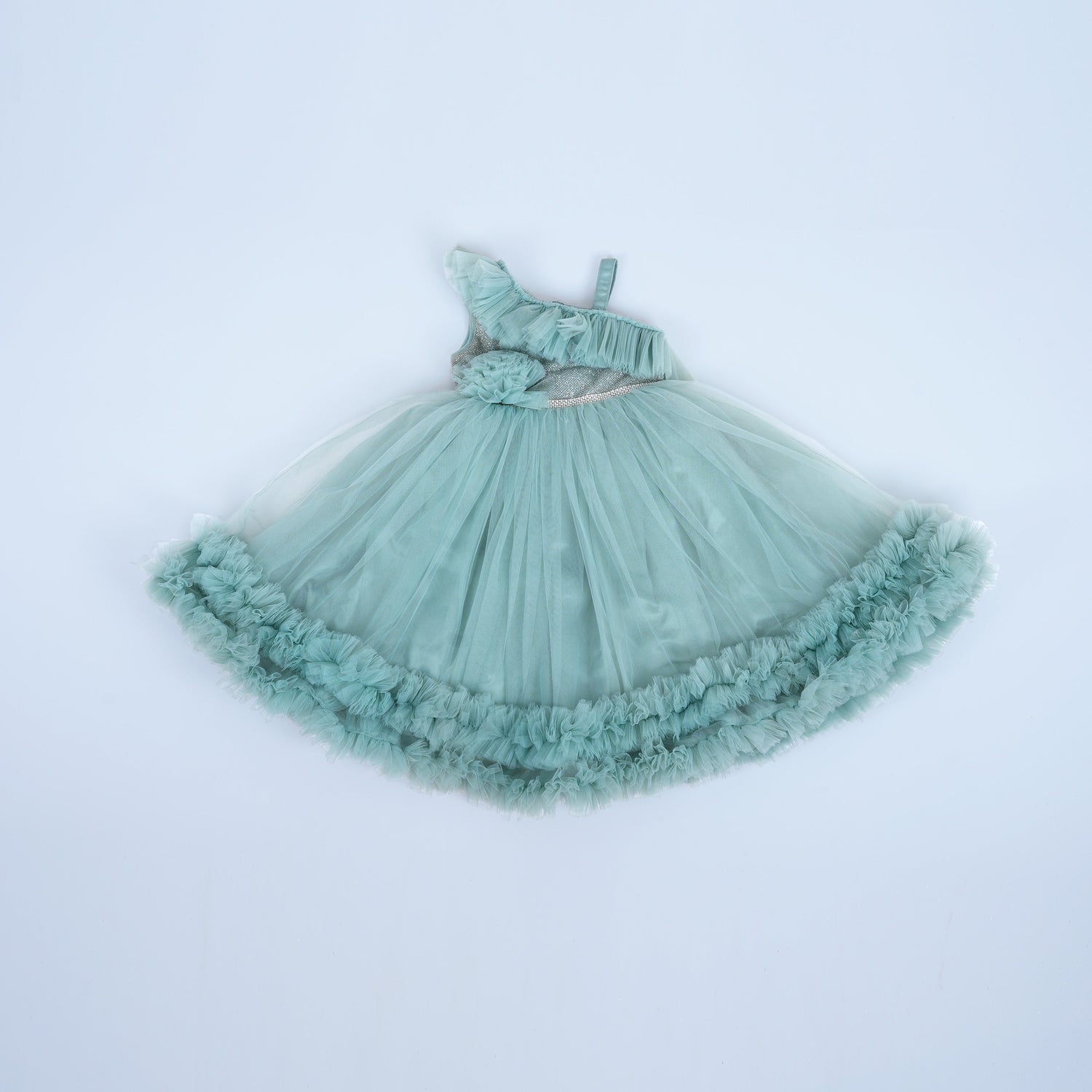 Sparkle Elegance: Shimmer Tulle Gown for Girls