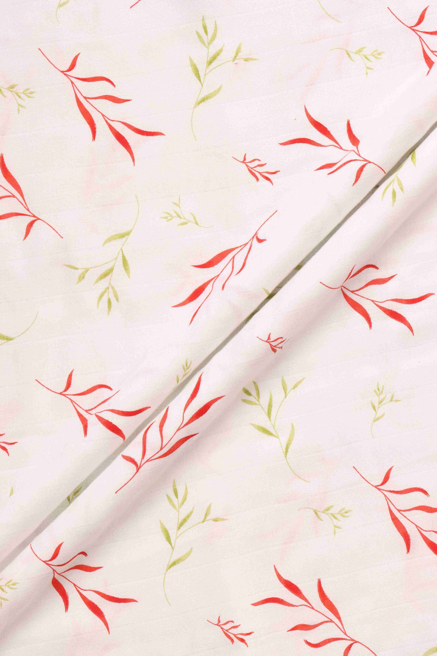 Leaf Print Baby Swaddle - Gentle Embrace in Soft White Muslin