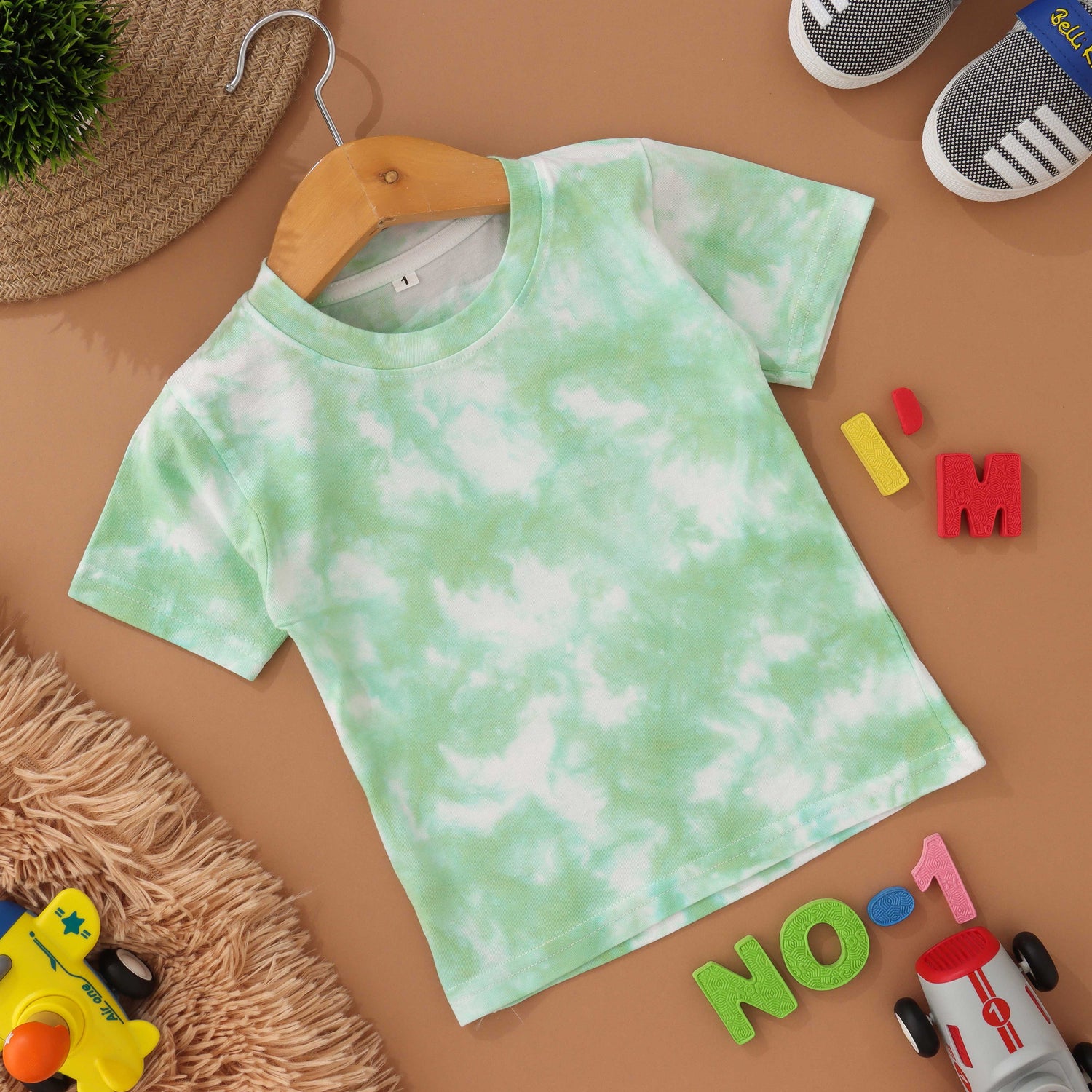 Fresh Mint: Light Green Tie & Dye Kids T shirt