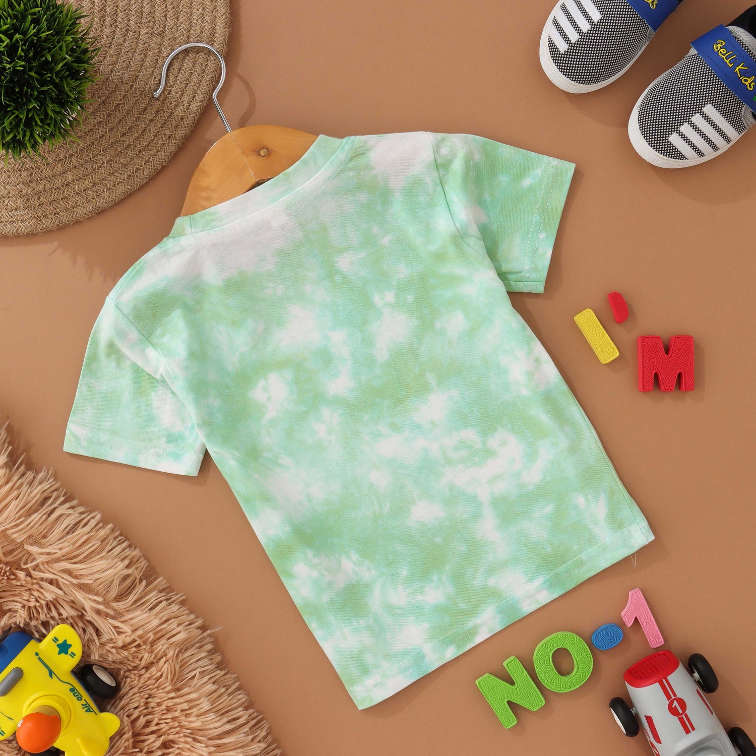 Fresh Mint: Light Green Tie & Dye Kids T shirt