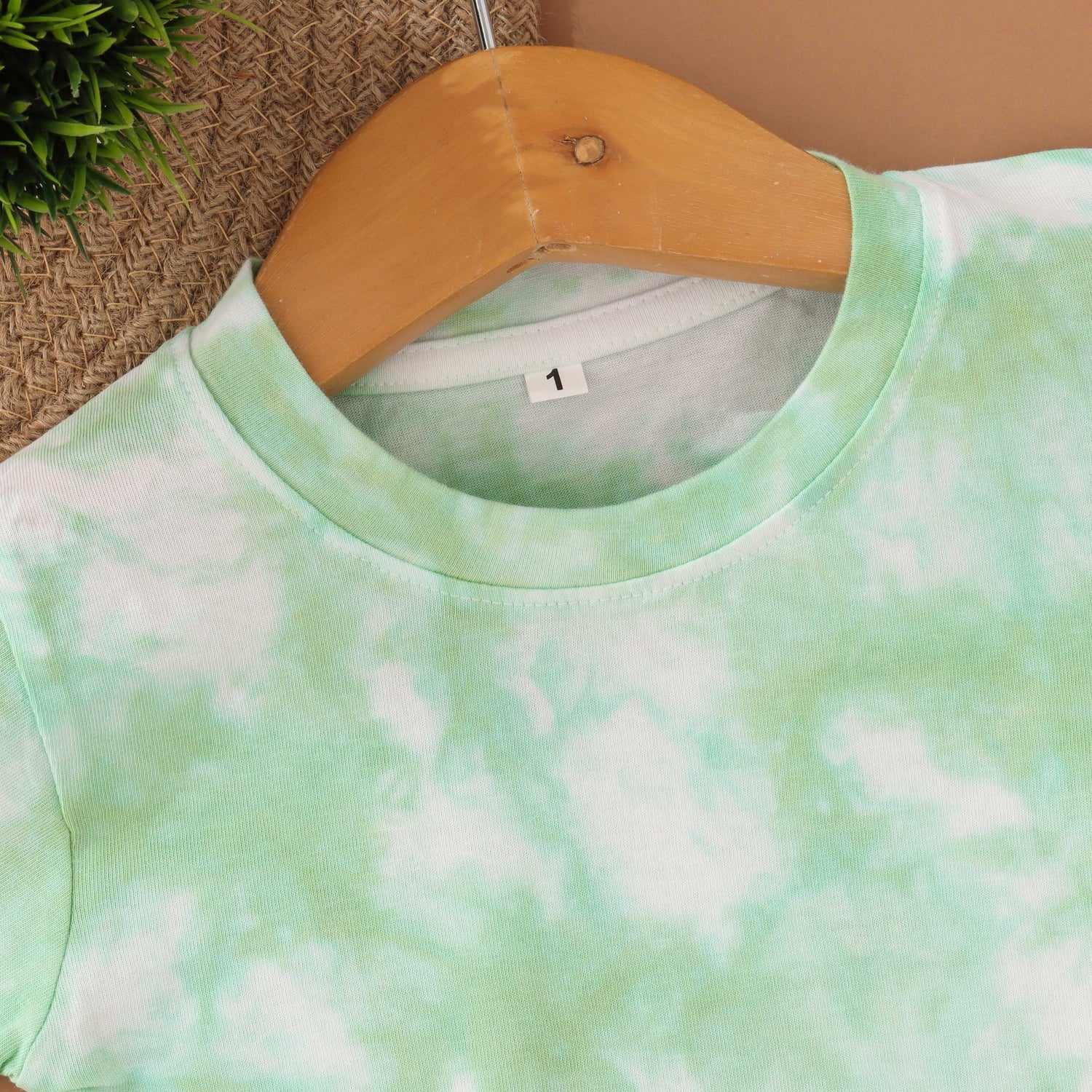 Fresh Mint: Light Green Tie & Dye Kids T shirt