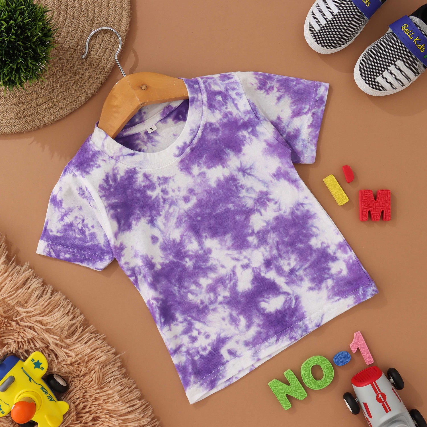 Lavender Swirl: Purple Tie & Dye Kids T shirt