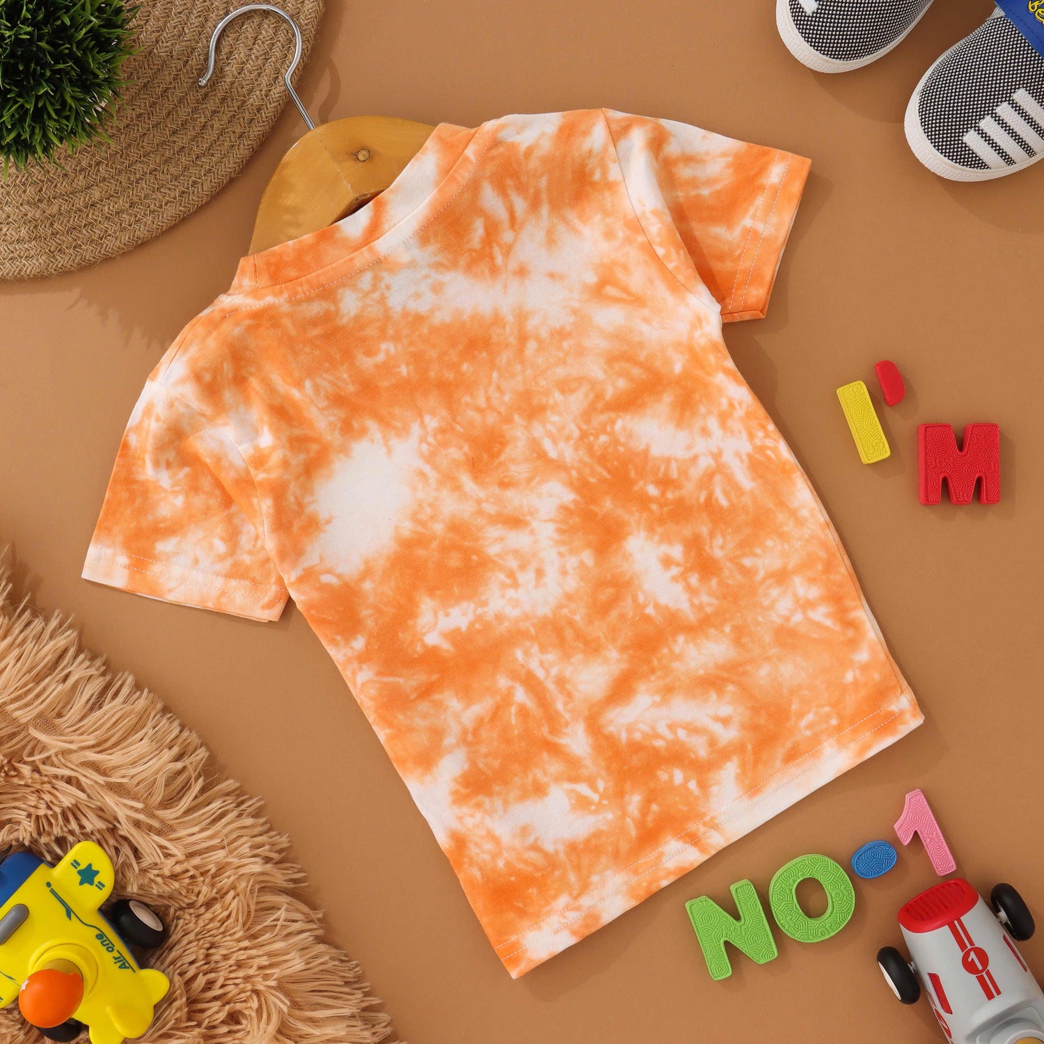 Tropical Burst: Orange Tie & Dye Kids T shirt