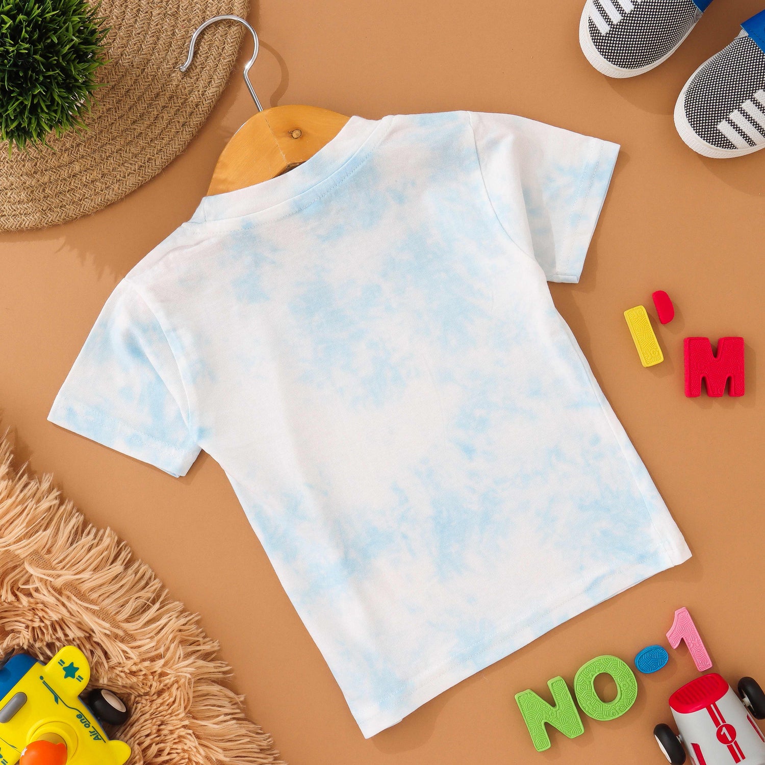 Cloud Burst: Light Blue Tie & Dye Kids T Shirt