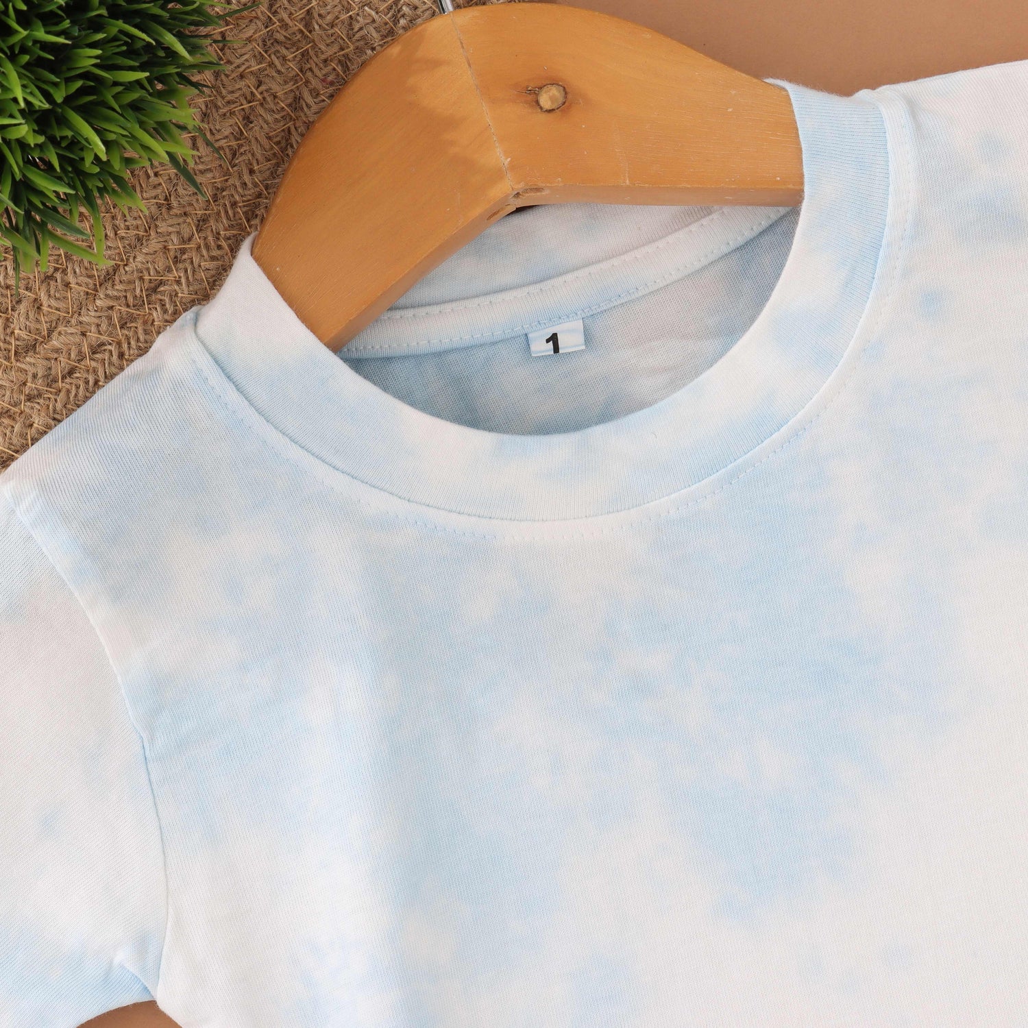 Cloud Burst: Light Blue Tie & Dye Kids T Shirt