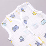 Soft, breathable printed sleeveless muslin jabla for babies 0-12 months by Boon Babies, featuring comfortable newborn wear.