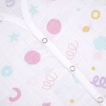 Soft, breathable printed sleeveless muslin jabla for babies 0-12 months by Boon Babies, perfect for newborn wear.