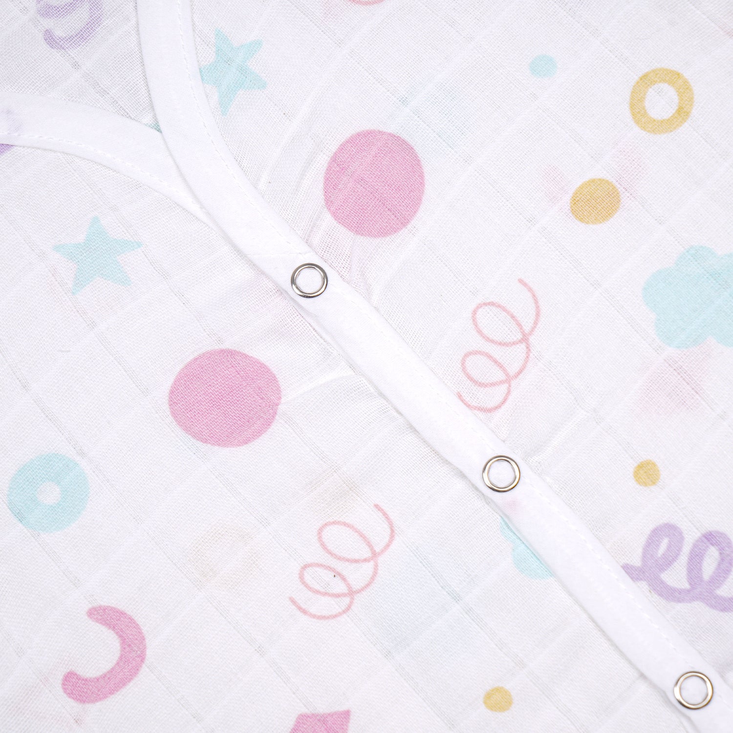 Soft, breathable printed sleeveless muslin jabla for babies 0-12 months by Boon Babies, perfect for newborn wear.