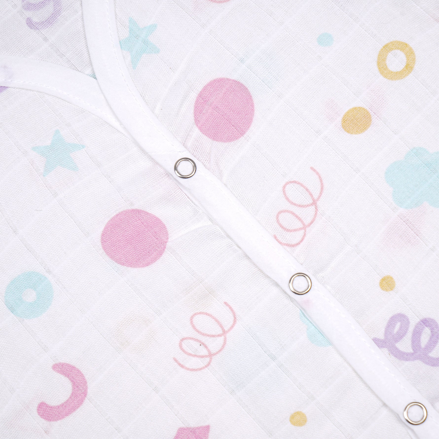Soft, breathable printed sleeveless muslin jabla for babies 0-12 months by Boon Babies, perfect for newborn wear.