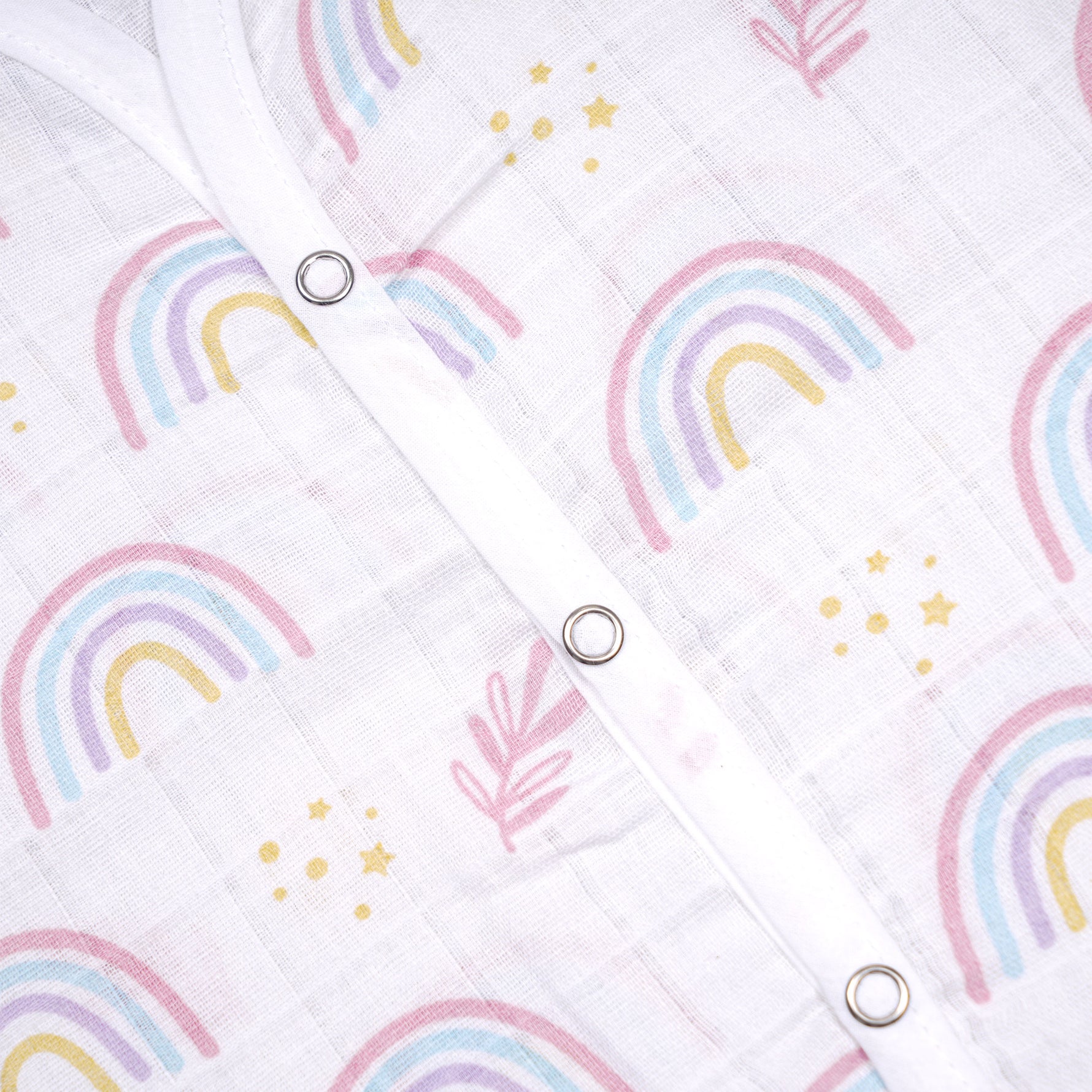 Soft, breathable printed sleeveless muslin jabla for babies ages 0-12 months by Boon Babies, perfect for newborn comfort.