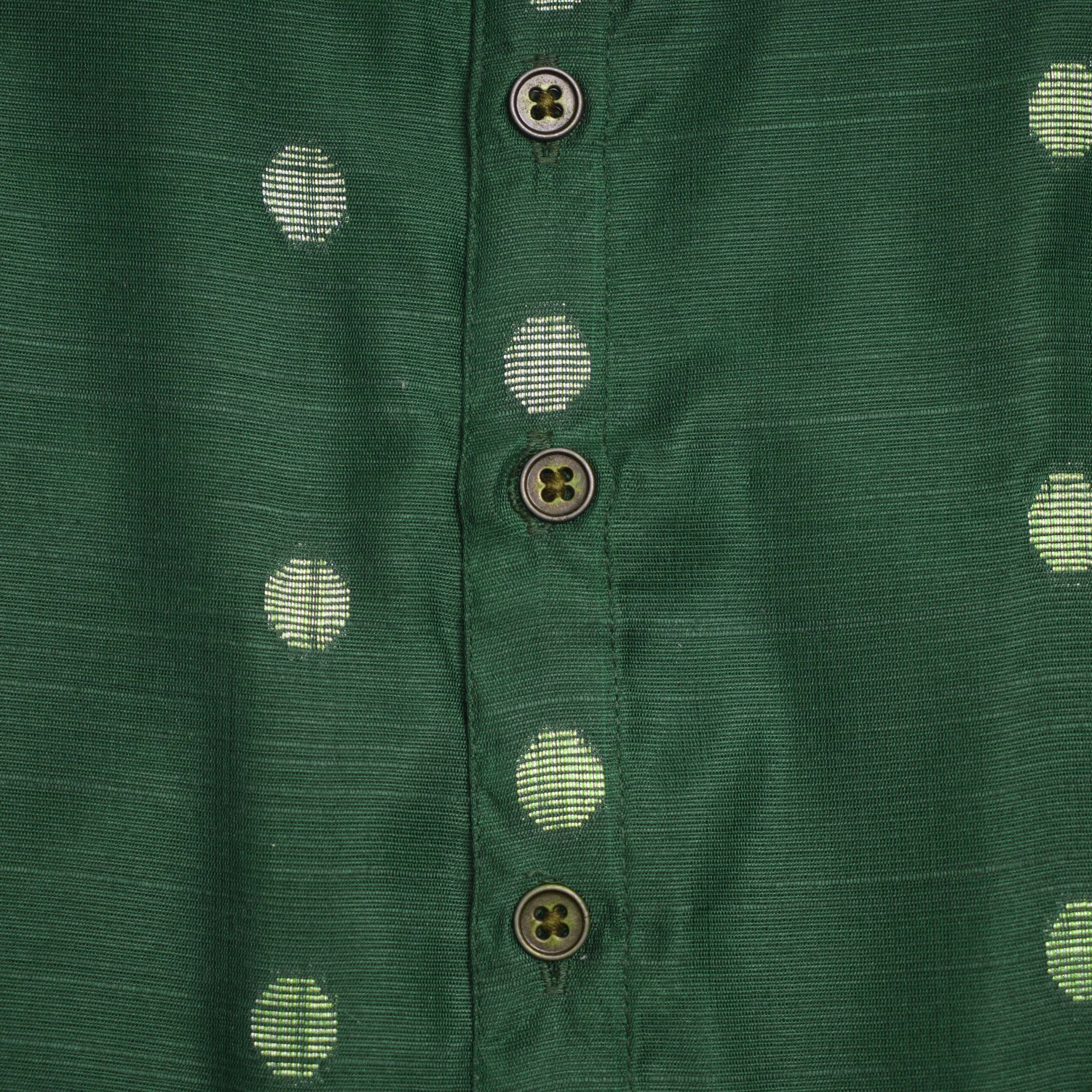 Boys Dark Green Silk Butta Shirt & Dhoti Set – Traditional Festive Wear Metal Button