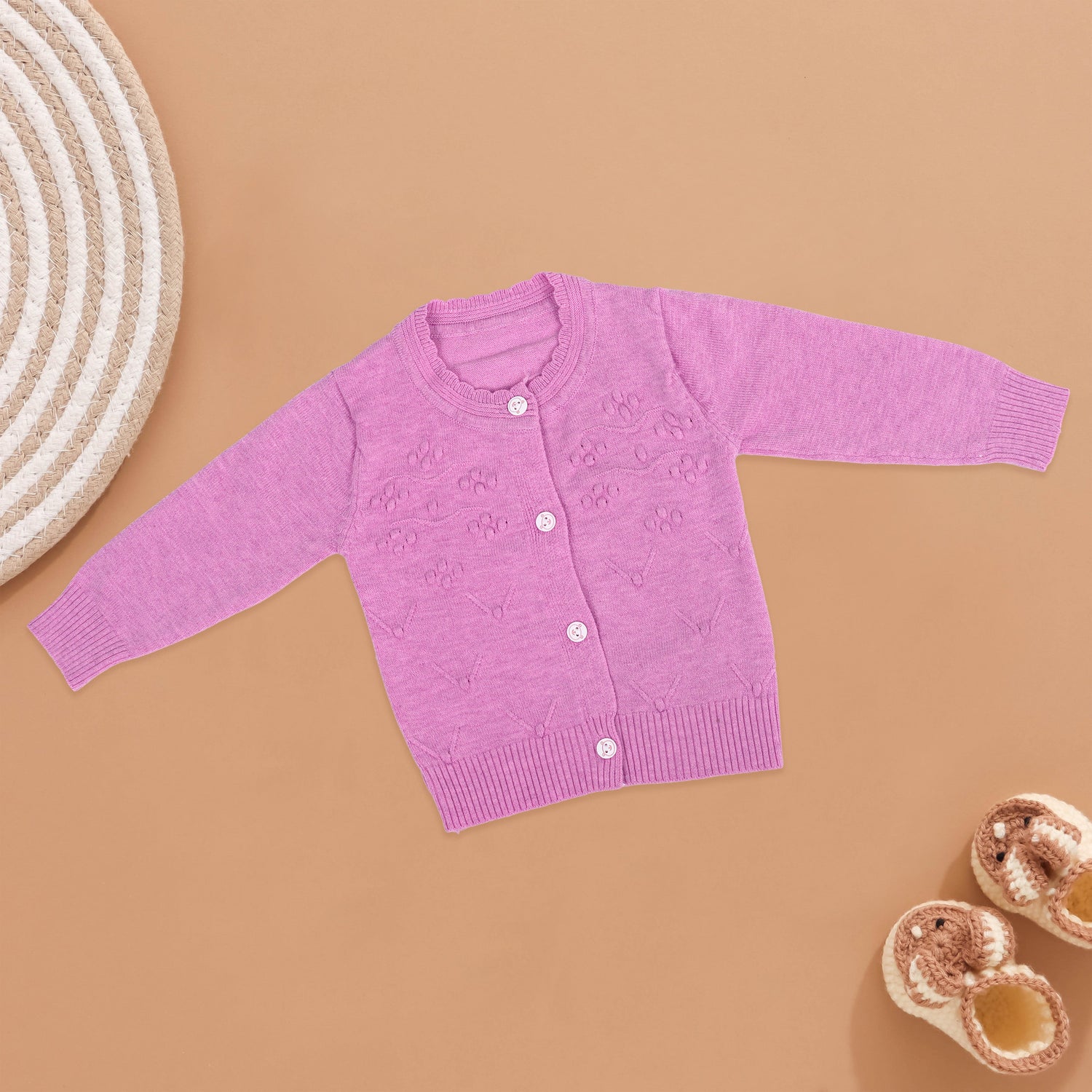 Lavender Luxe: Full-Sleeve Cardigan for Kids