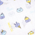 Soft printed boonbabies muslin knot jabla for babies, lightweight tie-up top for infants aged 0-6 months, comfortable and breathable.