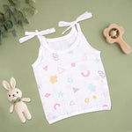 Soft printed Boonbabies muslin knot jabla for babies aged 0-6 months, featuring a tie-up baby top with knot detail.