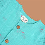 Aqua Blue Cotton Baby Frock with Button Front | Boon Babies