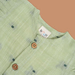 Green Baby Cotton Frock with Button Front | Boon Babies