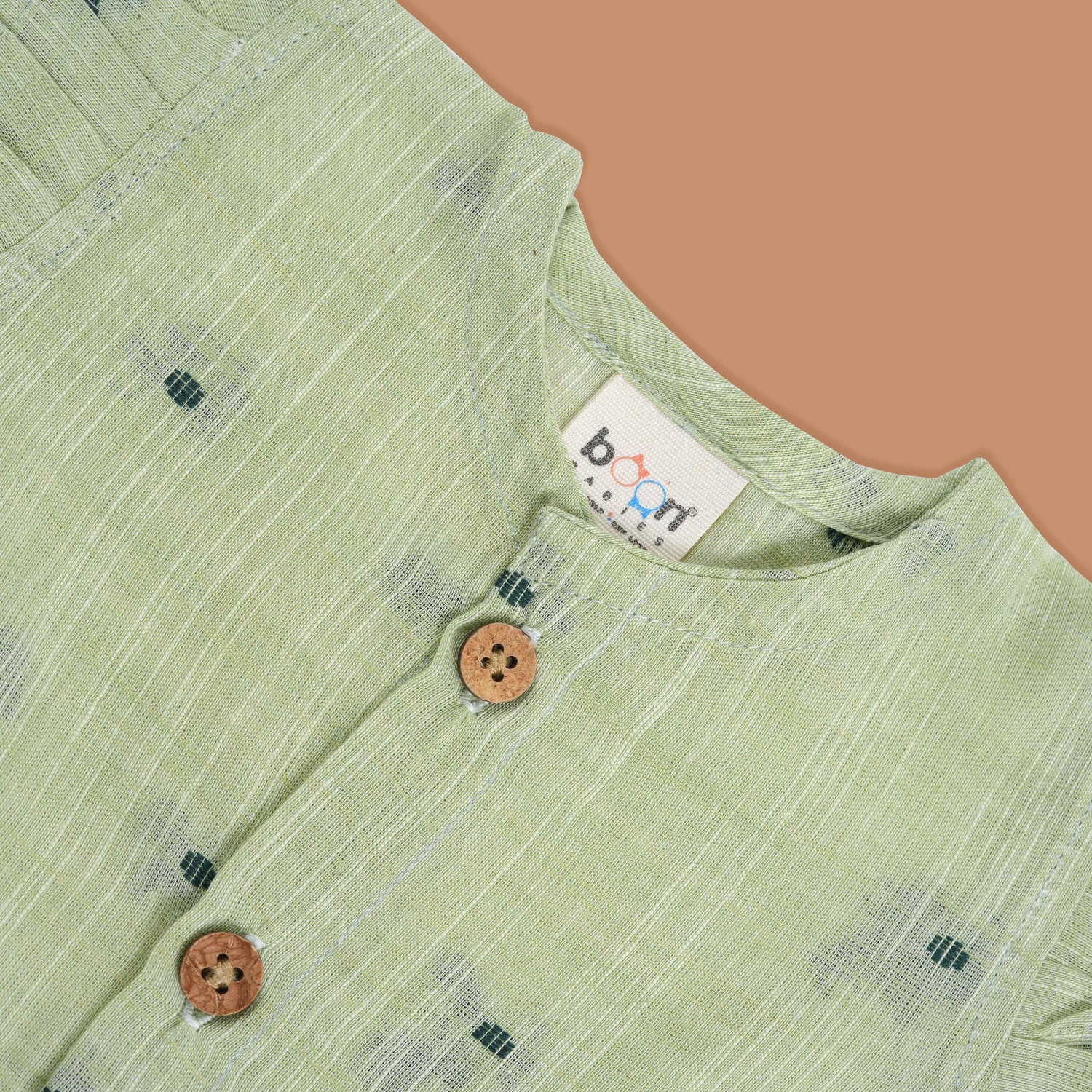 Soft Green Cotton Baby Frock with Button Front