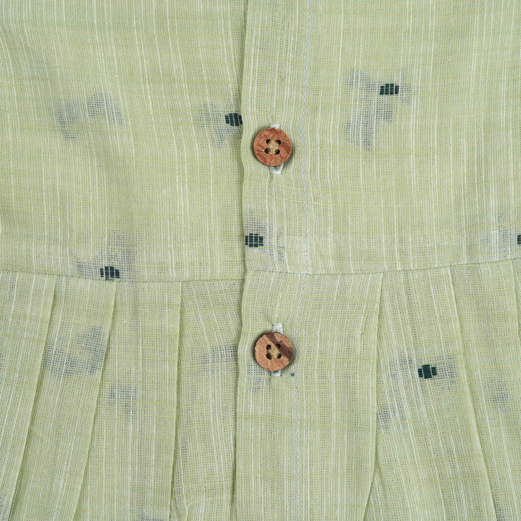 Green Baby Cotton Frock with Button Front | Boon Babies