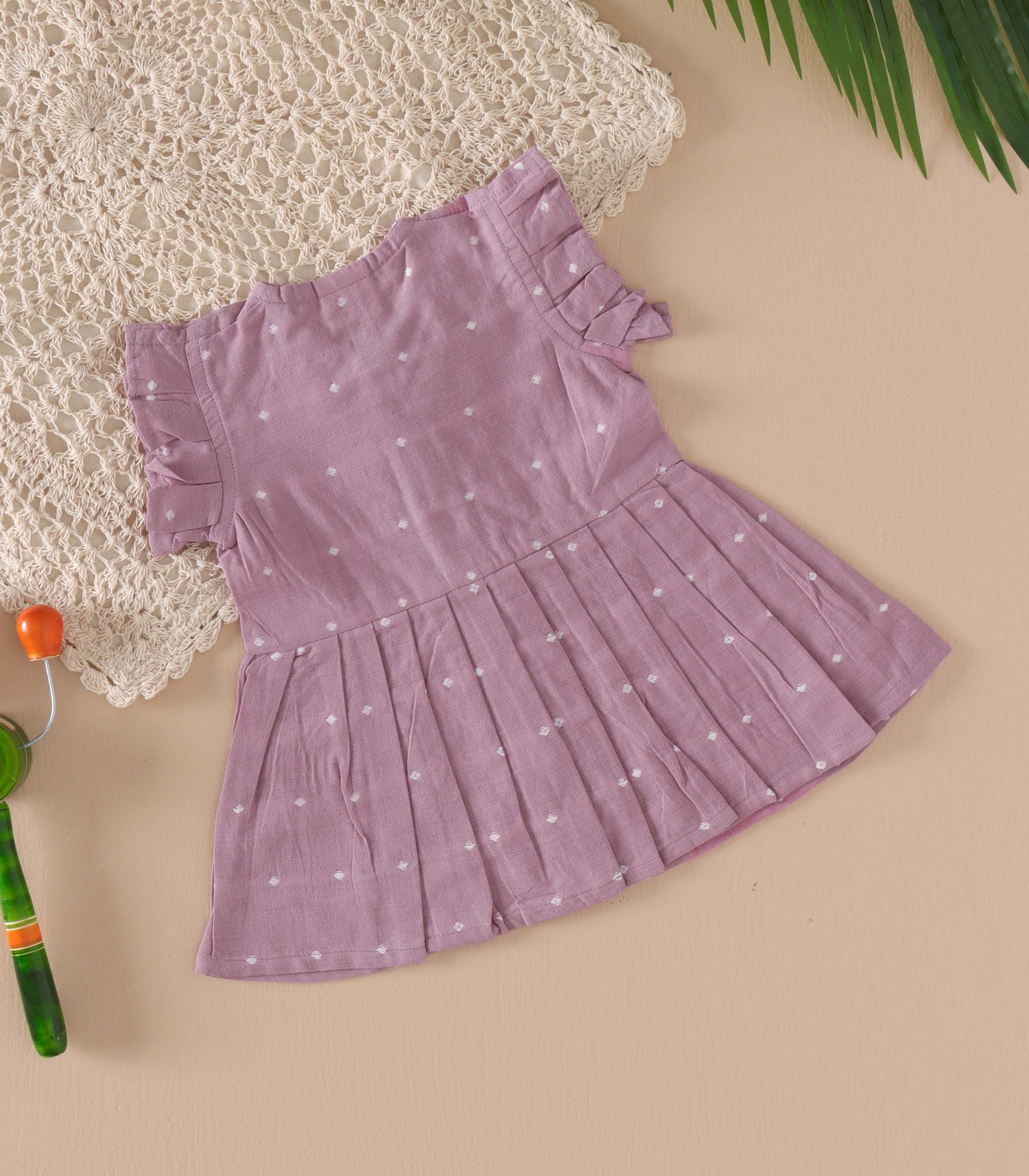 Lavender South Cotton Baby Frock with Wooden Buttons