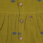 Olive Green Baby Cotton Frock with Pleated Design | Boon Babies