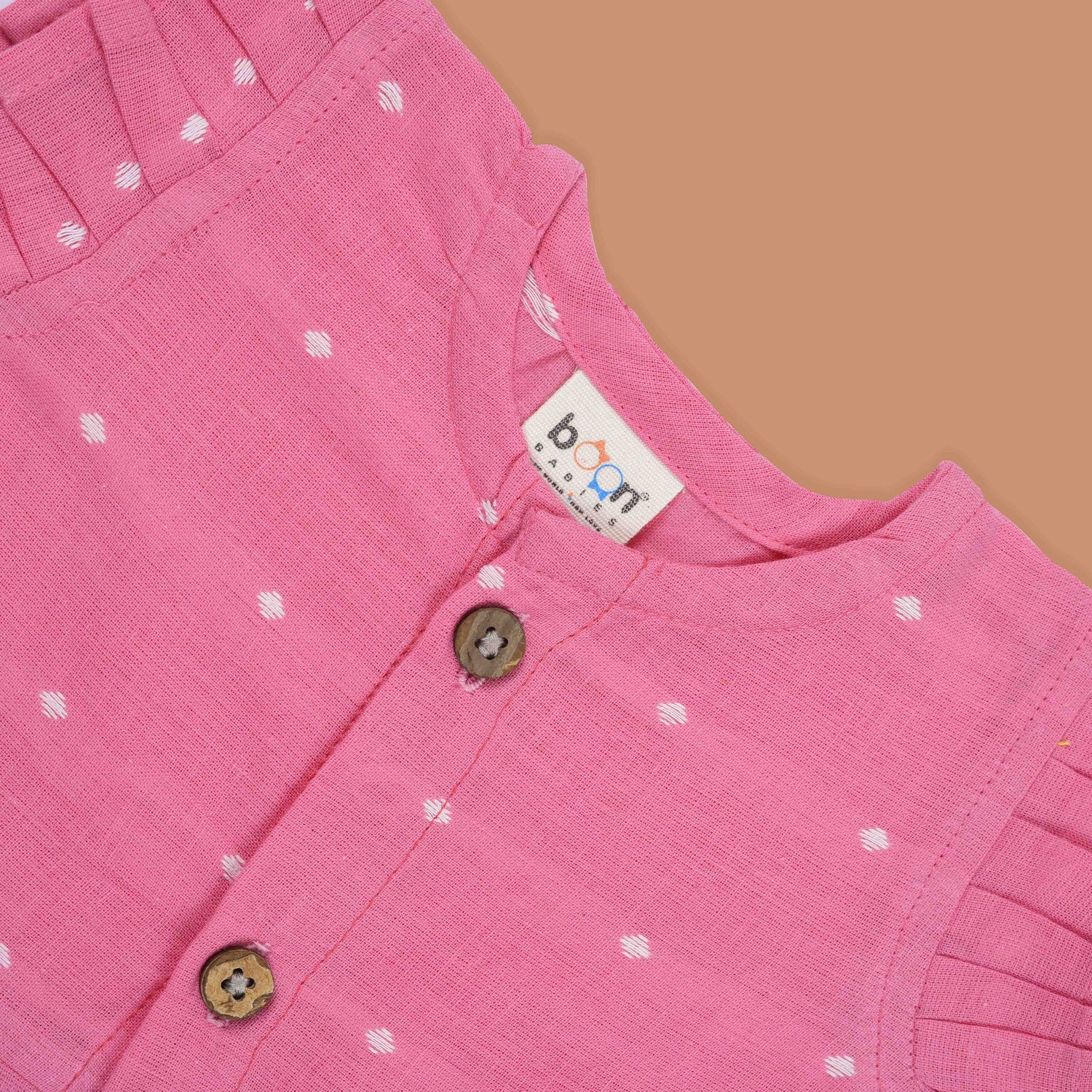 Sweet Pink Cotton Dress with Ruffle Details