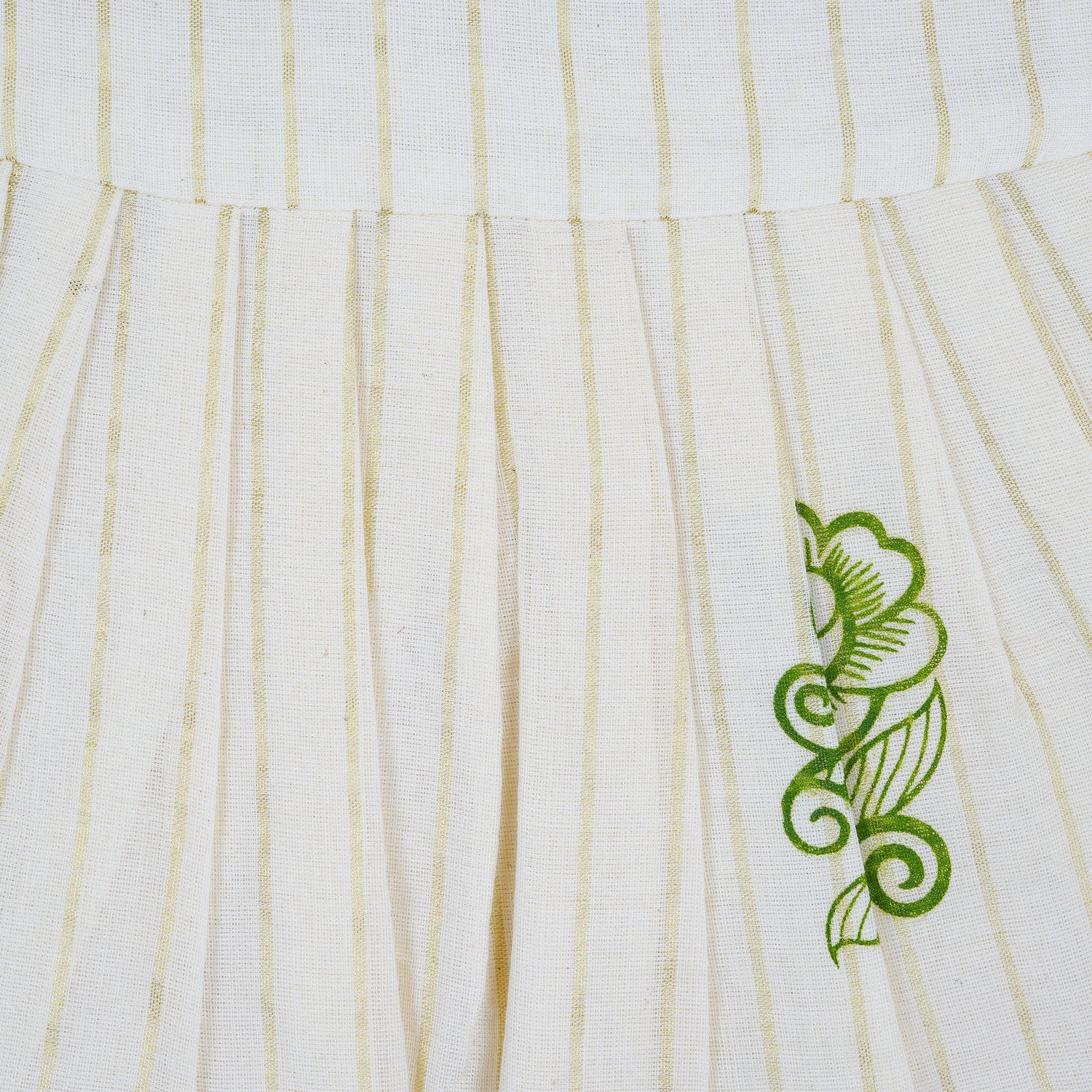Baby Premium Soft Cotton Striped Frock with Green Shell Motif