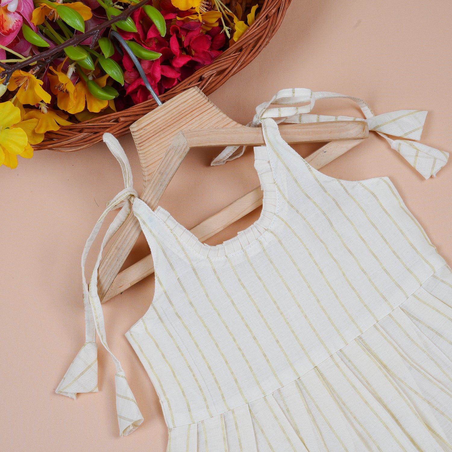 Baby Premium Soft Cotton Striped Frock with Maroon