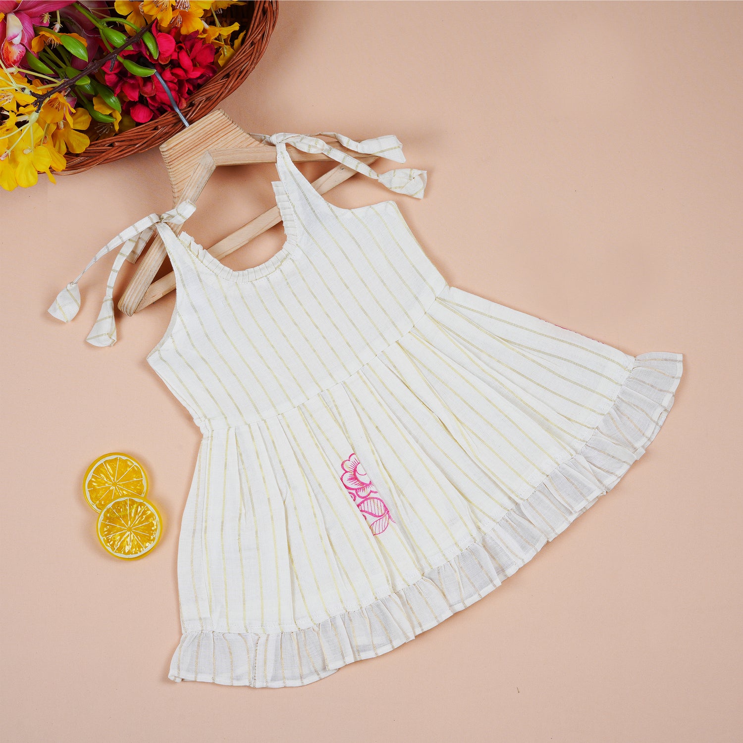 Baby Premium Soft Cotton Striped Frock – Elegant Outdoor Look