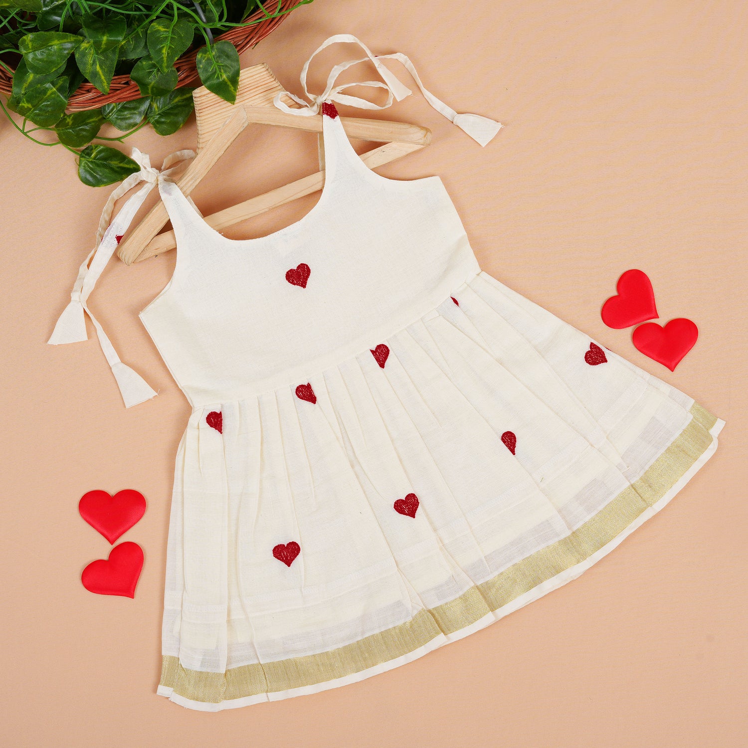 Zari Border Embroidered Cotton Knot Frock for Babies