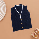 Navy Elegance: Striped Knit Vest for Boys Boon Babies