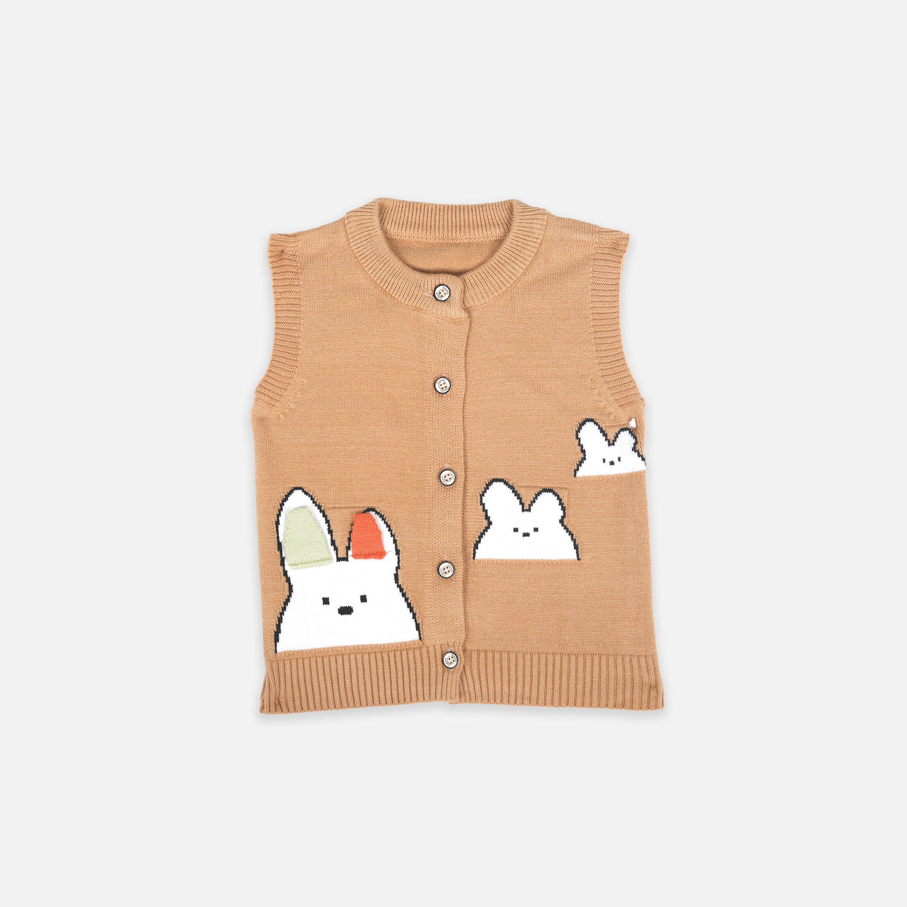 Cozy Bunny Knitted Sweater for Kids - Beige Delight Boon Babies