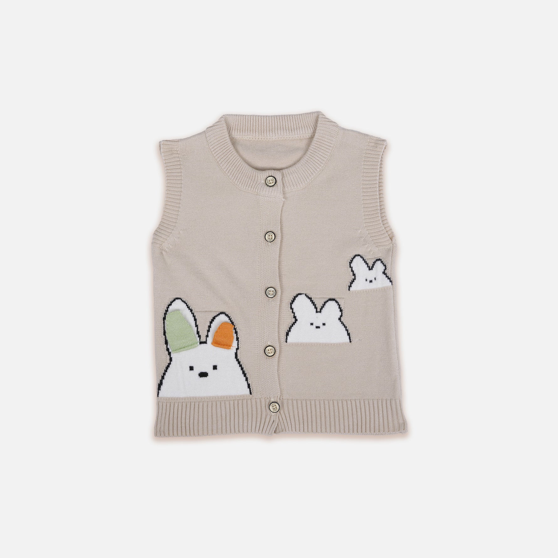 Adorable Bunny Knitted Vest for Kids - Grey Elegance Boon Babies