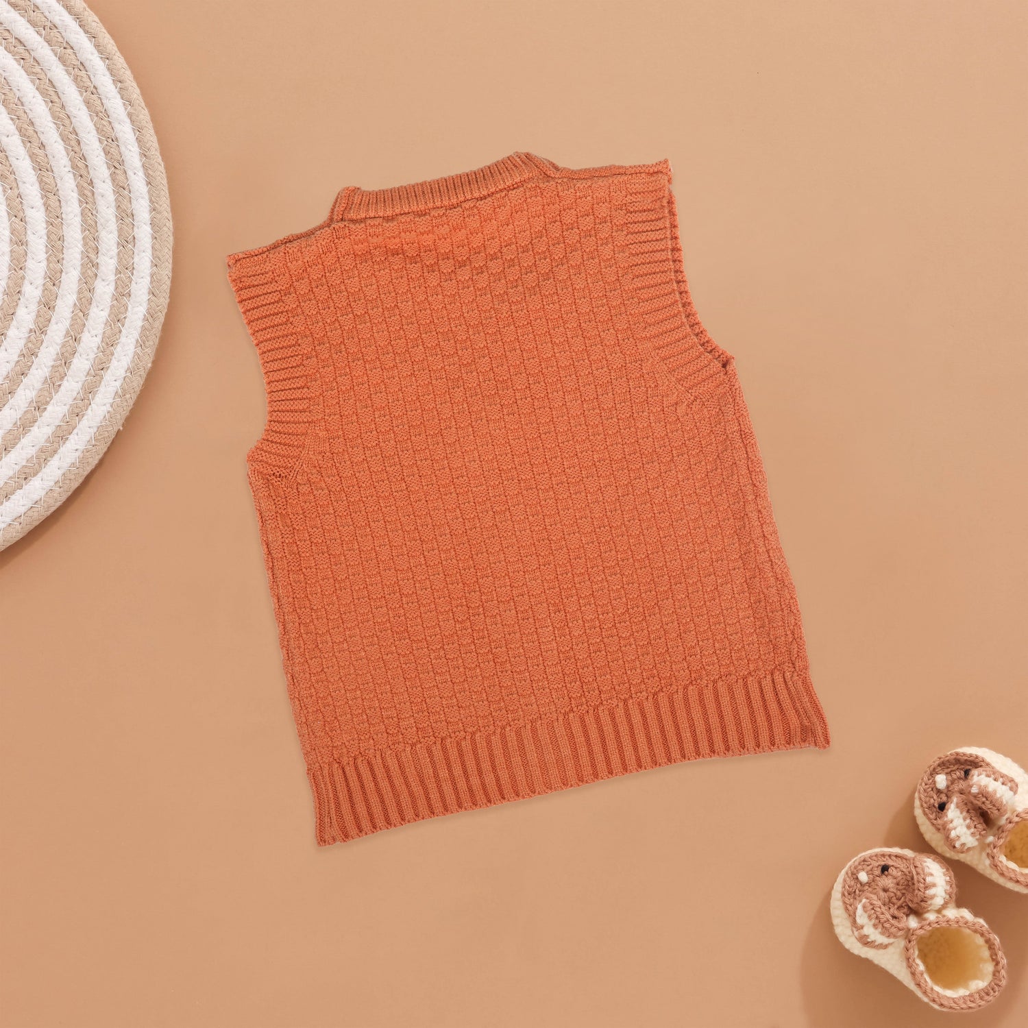 Classic Argyle Knitted Vest for Kids - Terracotta Touch Boon Babies
