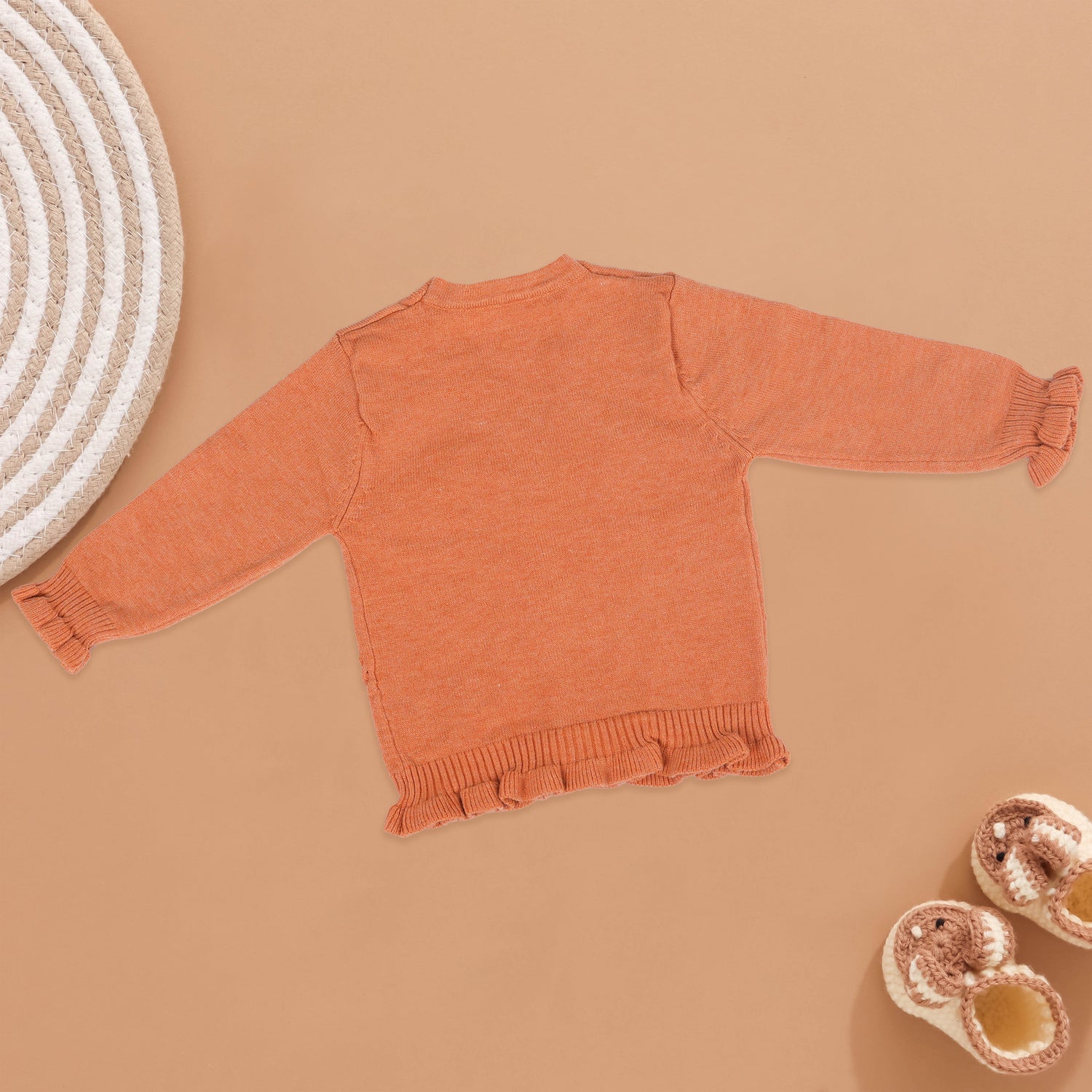 Soft Orange Knit Baby Cardigan - Vibrant Winter Style by Boon Babies Boon Babies