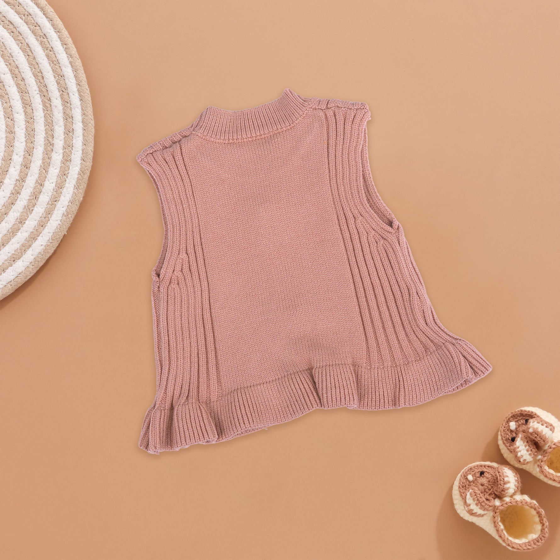 Pink Flower Appliqué Knit Vest - Baby Winter Delight Boon Babies