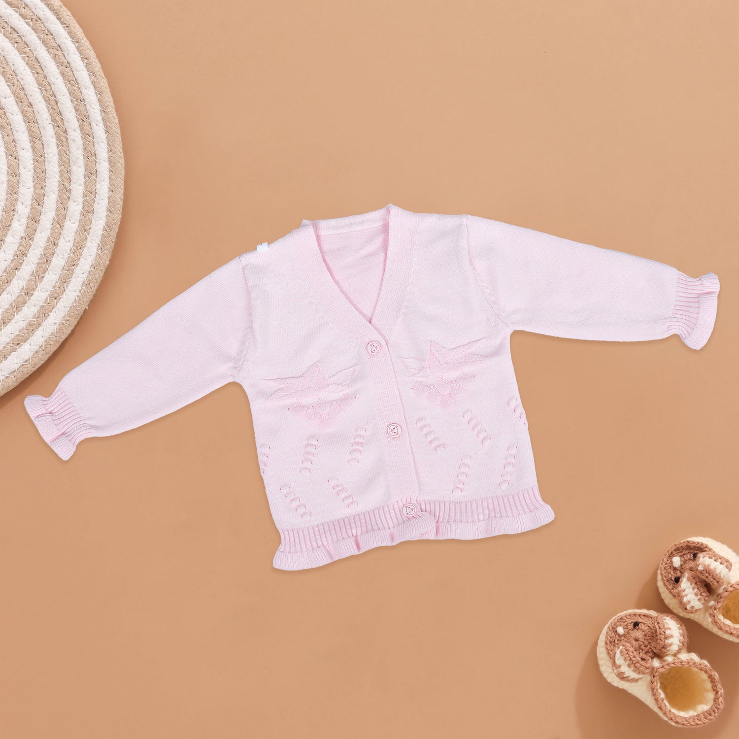 Pink Ruffle Knit Cardigan for Baby Girls Boon Babies