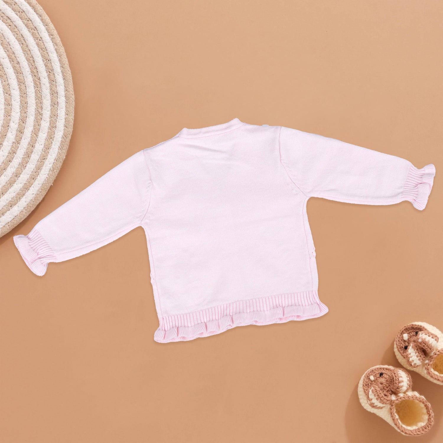 Pink Ruffle Knit Cardigan for Baby Girls Boon Babies