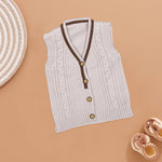 Cool & Cozy: White Knit Vest with Striped Trim for Kids Boon Babies