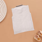 Cool & Cozy: White Knit Vest with Striped Trim for Kids Boon Babies