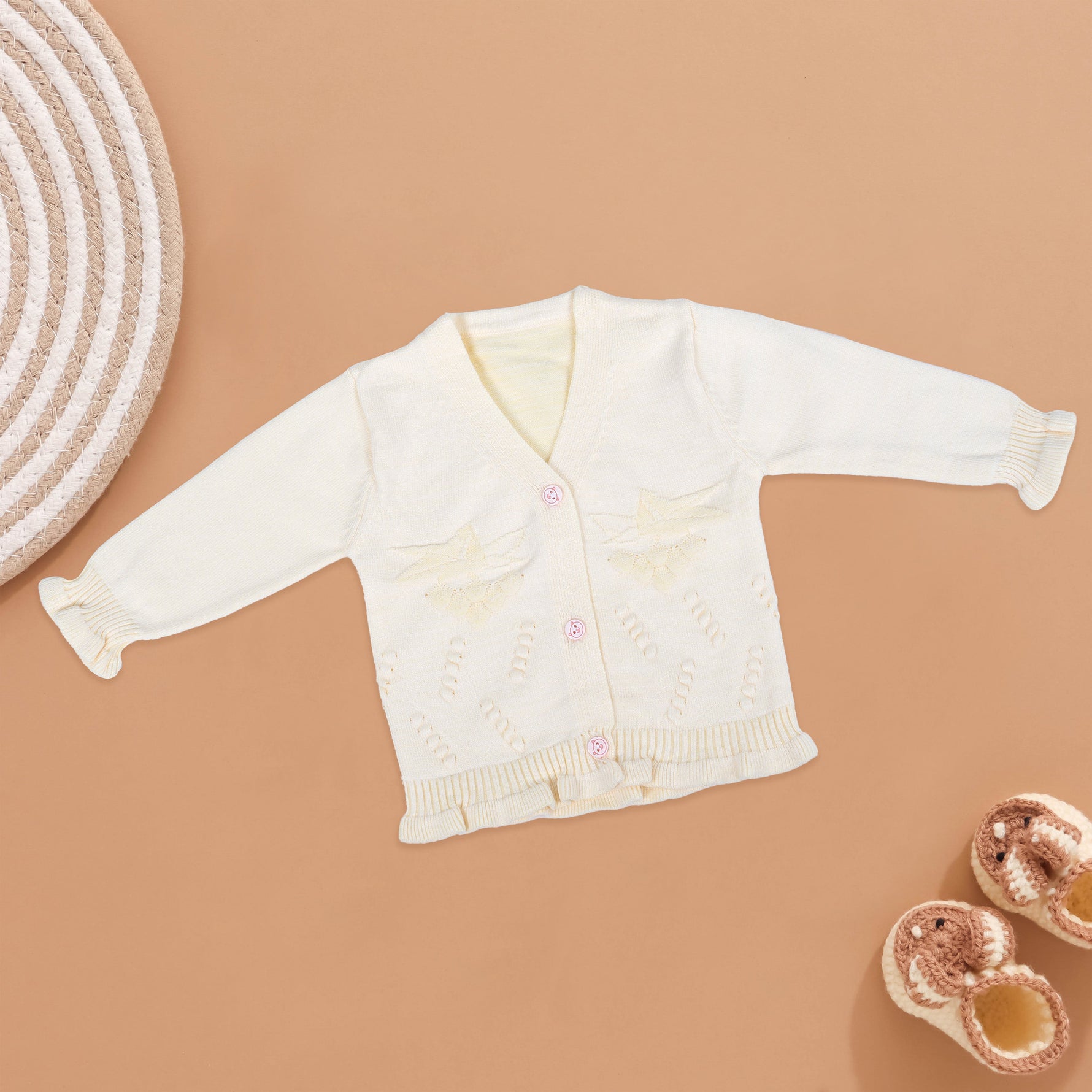 Creamy Delight Ruffled Cardigan Boon Babies