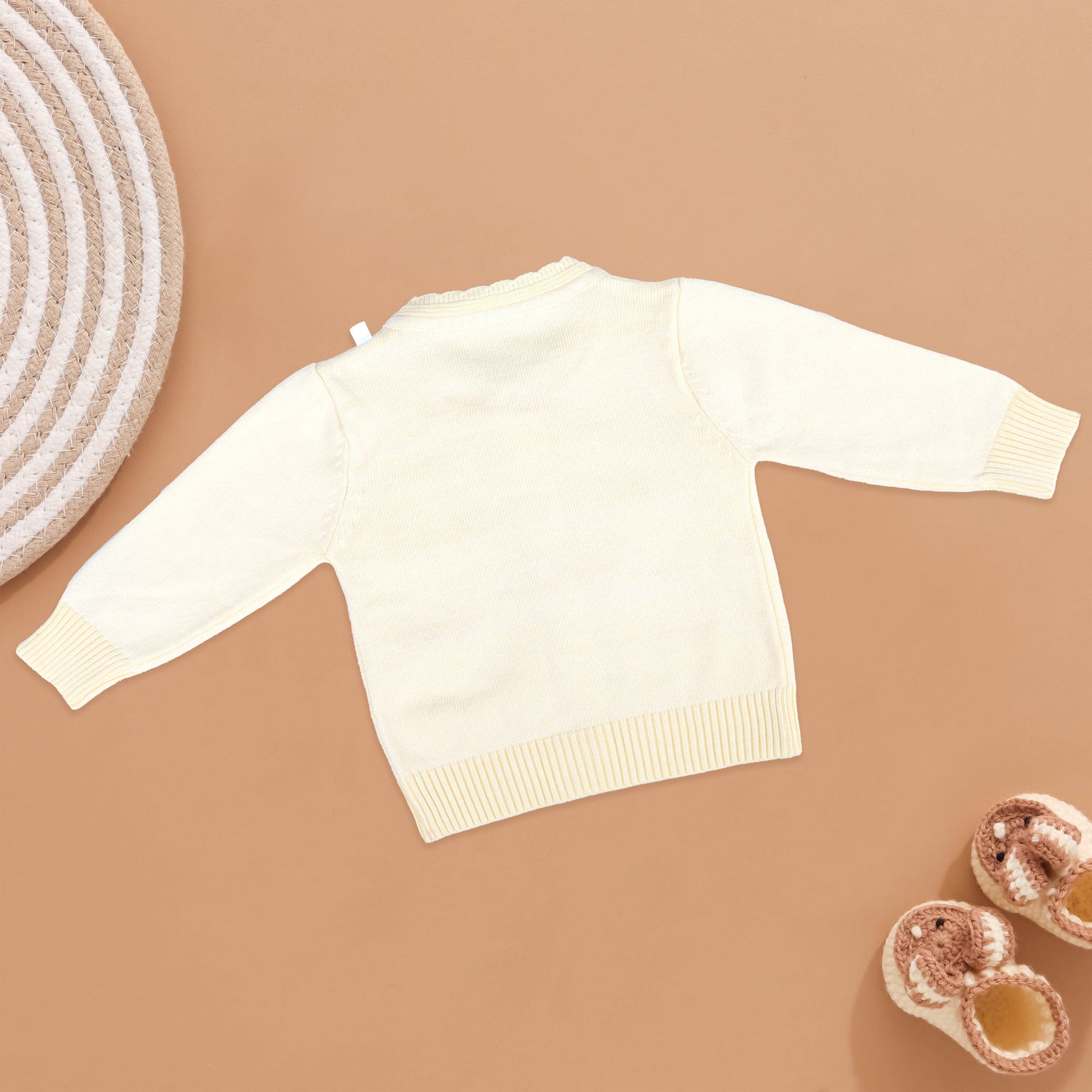 Sunshine Warmth: Yellow Full-Sleeve Knit Cardigan for Kids Boon Babies