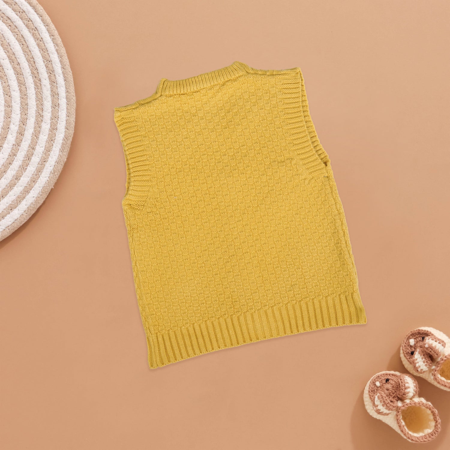Trendy Argyle Knitted Vest for Kids - Sunshine Yellow Boon Babies