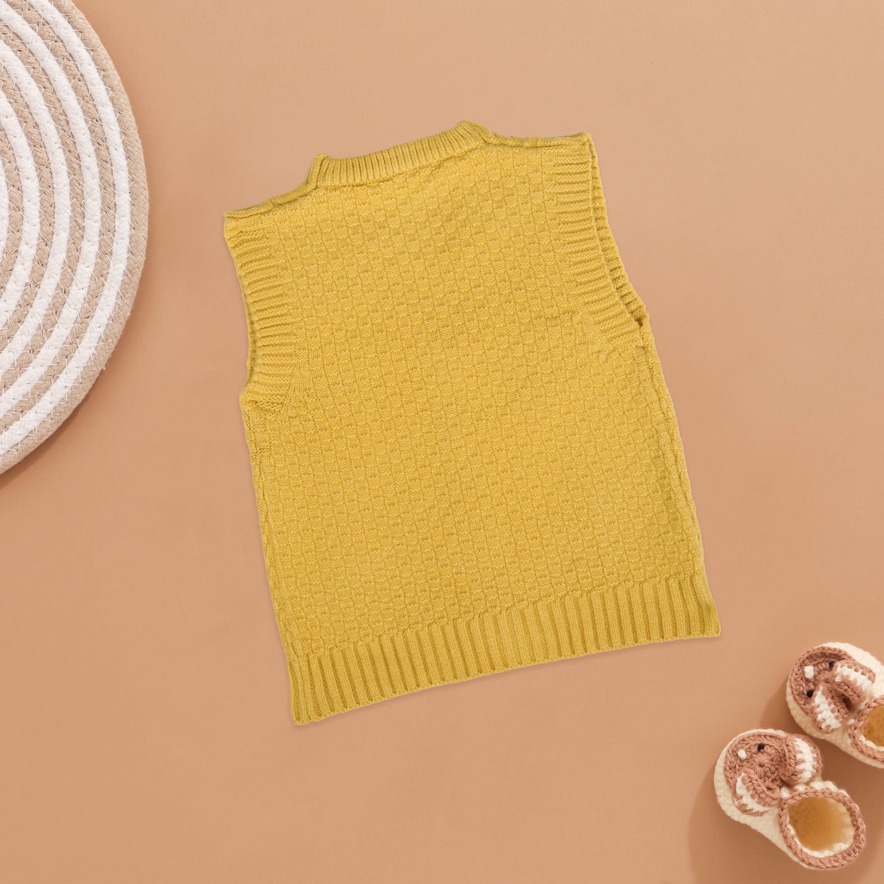 Trendy Argyle Knitted Vest for Kids - Sunshine Yellow Boon Babies