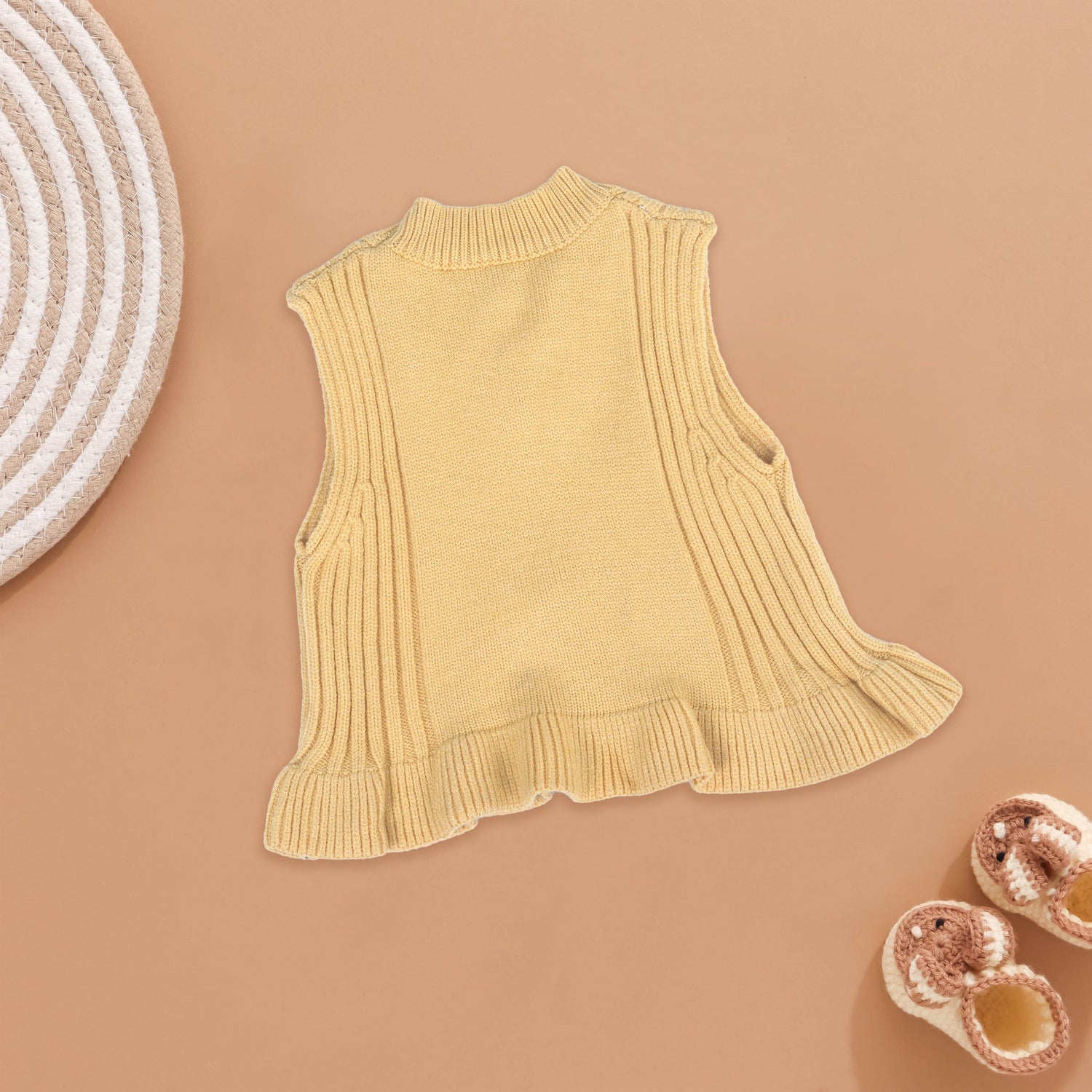 Yellow Flower Knit Vest - Bright Baby Winterwear Boon Babies