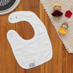 Soft muslin bib with bear and bunny forest prints. Snap-on, breathable, and perfect for feeding and drool-time. Free size fit.